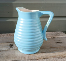 Vintage Art Deco Govancroft Light Blue Jug Vase Baby Blue 17cm 6.75" Tall