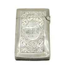 Victorian Sterling Silver Floral Pattern Vesta Case Antique 1893 Birmingham