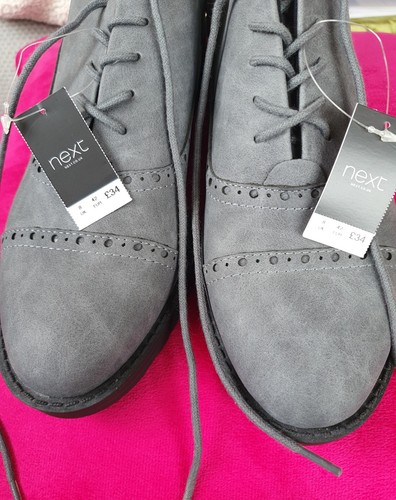 Next grey suede ladies brogues - next,
