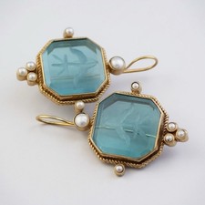 Museum Intaglio Earrings Blue