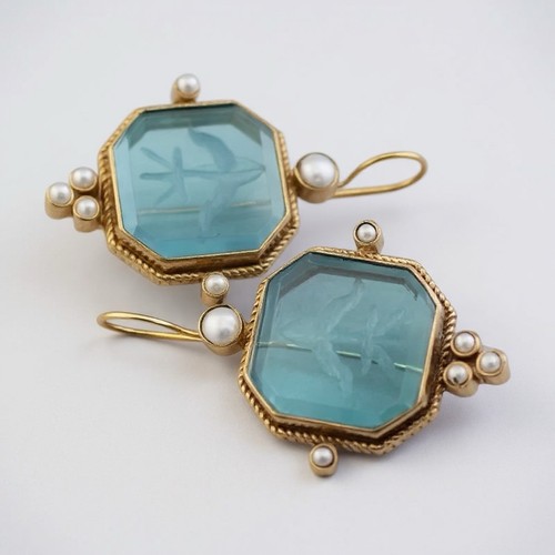 Museum intaglio earrings blue - intaglio,