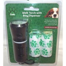 Crufts 2 In 1 Pet Dog Walking Hand Torch With Poo Bag Dispenser Handle 40 Bags