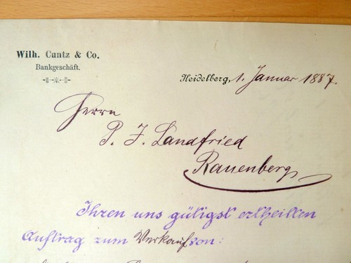 Heidelberg 1887 invoice wilh - 1887,,