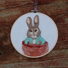 Needle Felted Wool Rabbit in a