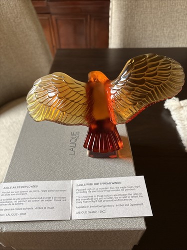 Lalique crystal amber eagle - amber,