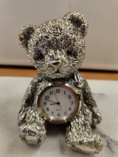Silver Plated Teddy Bear Clock