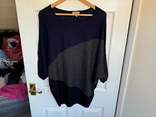 WOMENS PHASE EIGHT GREY TOP SWEATSHIRT UK 8 SMALL PULLOVER JUMPER WOOL BAT WING