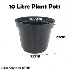 10 Litre Black Plant Pots