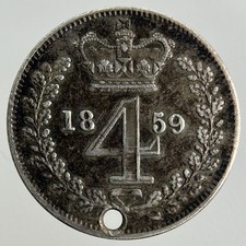 1859 Victoria Maundy Four-Pence Silver Coin | Very High Grade