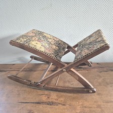Vintage Rocking Wooden Foot Stool Foot Rest Foldable Upholstered Padded FLORAL