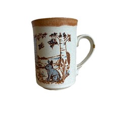 Ashdale Pottery Fox and Hare Mug - Vintage Embossed Hand-painted Wildlife Scene