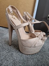 Beige Pink Platform Heels Size 5 Women's High Stiletto