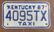 Kentucky 1987 TAXI License