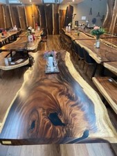 Stunning Live Edge Solid Walnut Dining Table made from a single slab. 230cm long