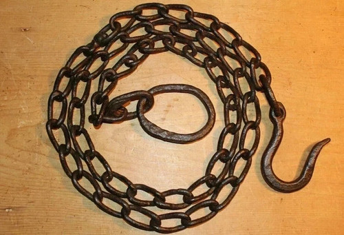 Antique wrought iron chain - iron,