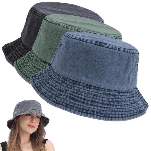 Stonewashed cotton bucket - cotton, hat