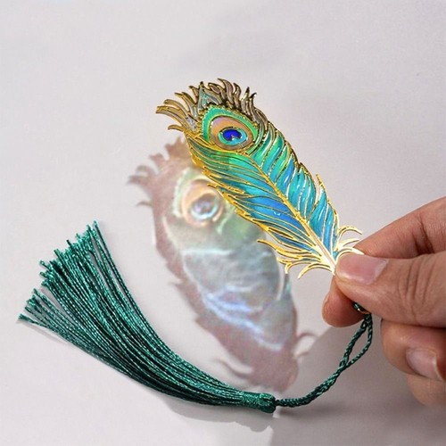 Metal peacock feather bookmark - peacock,