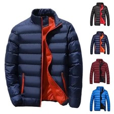 Mens Winter Warm Quilted Parka Down Jacket Padded Bubble Puffer Zipper Coats UK
