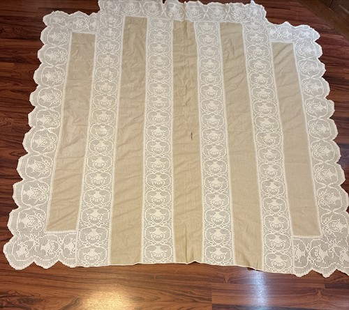 Rare antique linen coverlet - linen,