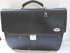 Antler black leather briefcase - black,