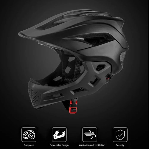 Black 2in1 kids full face - face, bike