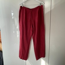 Ann Harvey burgundy linen blend trousers size 16