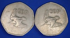Irish EIRE Ireland 1982 1983 Fifty Pence 50p coins, Woodcock   [30437]