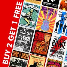 Vintage Music Concert Poster Prints - 60s 70s Rock Band Gig Fillmore Wall Art