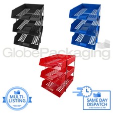 LETTER FILING TRAYS IN/OUT + RISERS - COMPLETE SETS *ALL COLOURS / TYPES* FAST