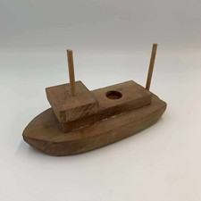 Vintage Handcrafted Wooden Boat Art Decor Collectable