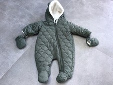 BNWOT JoJo Maman Bebe Boys Khaki Quilted Pramsuit & Gloves Size Newborn RRP £46