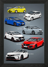 Honda Civic Type R Framed Wall Art Poster Canvas Print Picture