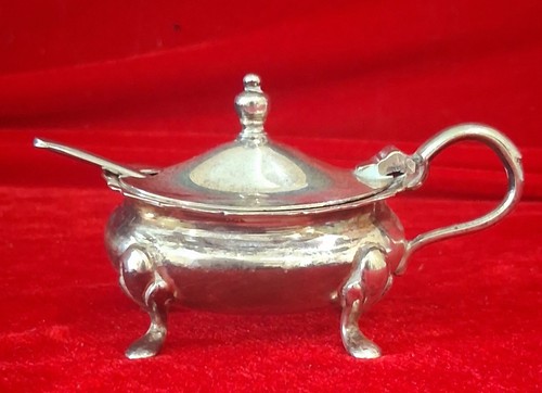 Vintage silver mustard - silver, pot