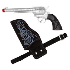 Cowboy Gun & Black Holster Fancy Dress Wild West Sheriff Pistol Adult Accessory