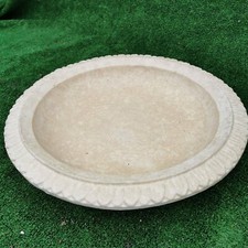 Round Patterned Design Concrete Birdbath Top Cream