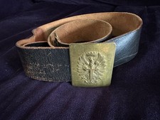 Rare 1936 Spanish Civil War Era Military Leather Belt with Brass Buckle