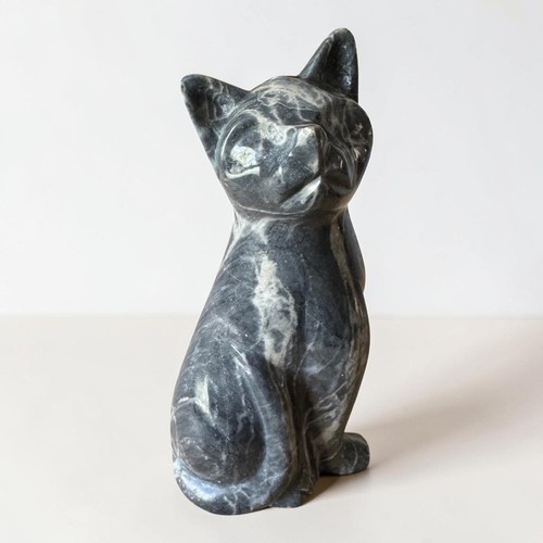 Hand carved stone cat - stone, ornament