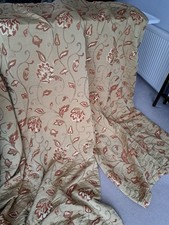 2 Curtina Pleated Lined Terracotta Gold Flower Damask Curtains 115 x 225cm *VGC*