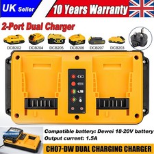Fast Charger for DeWalt 18V-20V Li-ion Battery Charger Dual Port DCB207 DCB206