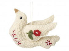 Embroidered Wool Dove Bauble