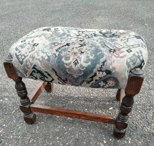 Vintage wooden frame footstool