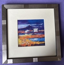 Framed Art Print Scottish Island Scene Jolomo  9.5” Square incl Frame