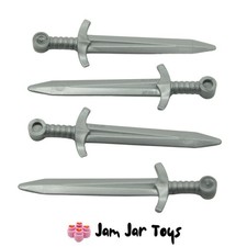 LEGO Knight Weapons 4x NEW Flat Silver Greatsword Sword Castle Kingdoms W43