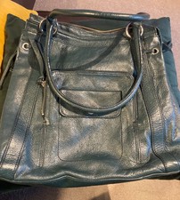 Large Petrol Green double handled leather handbag by Tula