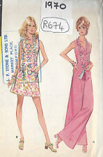 1970 Vintage Sewing Pattern B34 JUMPSUIT & DRESS (R676) 