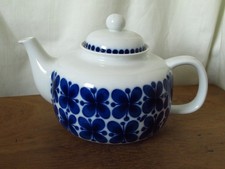 VINTAGE RORSTRAND SWEDEN MON AMIE BLUE AND WHITE FLOWER TEAPOT DAMAGED LID