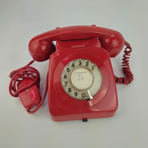 Vintage red rotary telecom - vintage,