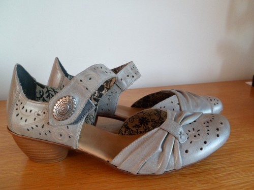 Ladies grey leather rieker - leather,