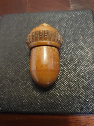 Antique treen needle - antique, case
