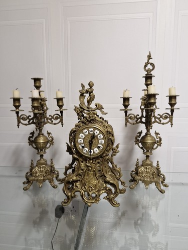 Brass mantle clock with - brass, 2